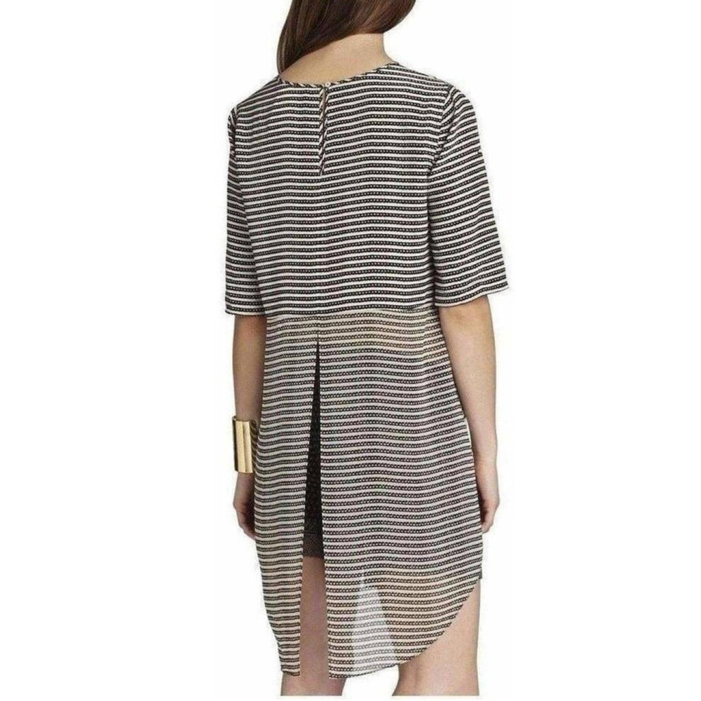 BCBGMAXAZRIA 100% Silk $378 Caterina Split Back Top Sz XS Striped High Low - Picture 14 of 16